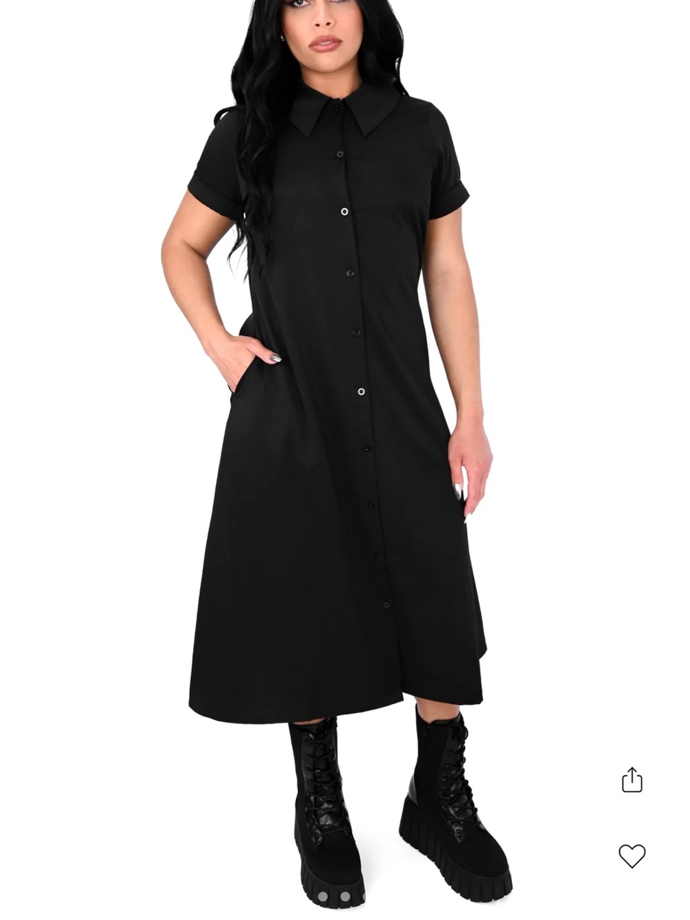 Foxblood Merlina Black Button-Front Shirt Dress - Women size small
